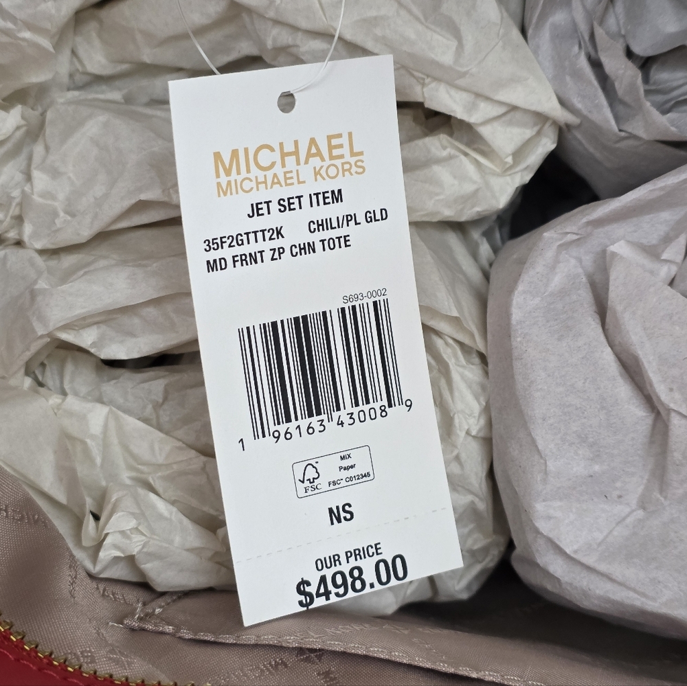 Michael Kors Jet Set Logo Medium Red Shoulder Bag - Picture 8 of 11